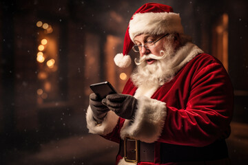Santa Claus using smartphone