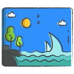 Fototapeta na wymiar Hand drawn Beach illustration icon