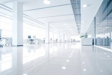 Obraz premium Blur focus of White open space office interior can be used as background