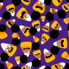 Halloween cartoon candy seamless sugar monster pattern for wrapping paper and fabrics and kids clothes print