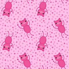 Cartoon animals seamless pigs pattern for wrapping paper and fabrics and kids clothes print and festive