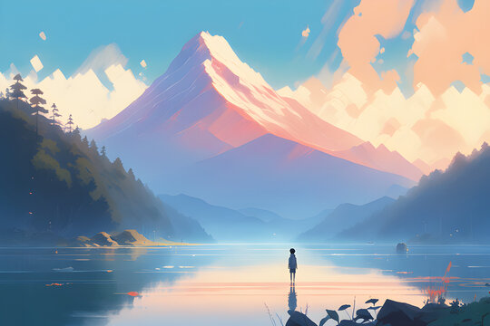 sunset on the lake