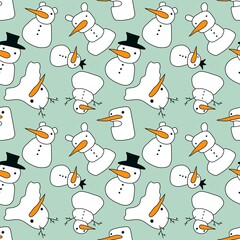 Christmas cartoon snowman seamless winter ice pattern for wrapping paper and kids clothes print and new year