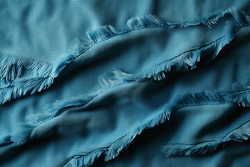 Obraz premium Blue denim background with a seam. Light blue color denim jeans fabric texture. Copy space for text. AI generative
