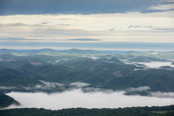 Fog and misty landscape over West Virginia Allegheny Mountains