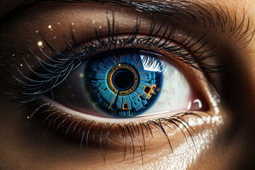 Human eye with futuristic scan technology