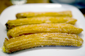 Close up Shot Of Churros Pastry with Sugar