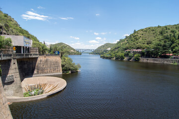 San Roque dam water funnel in Villa Carlos Paz, Cordoba, Argentina