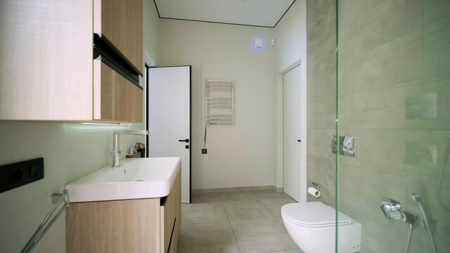 Interior of a modern hotel bathroom