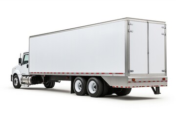 White truck is isolated on white background.