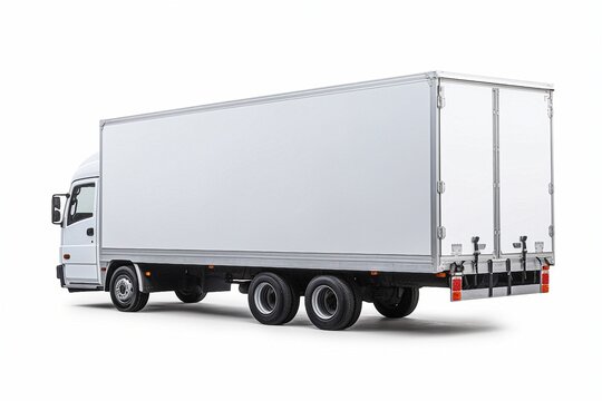 White truck is isolated on white background.