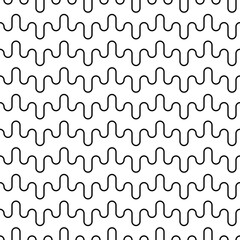 Seamless pattern with wavy lines, black and white abstract background