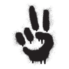 Stencil graffiti hand gesture V sign for peace symbol with black spray paint  © anakcikal978