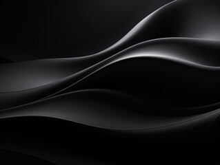 Modern black and gray curves and waves on a gradient dark background create depth and dimension with a metallic appearance.