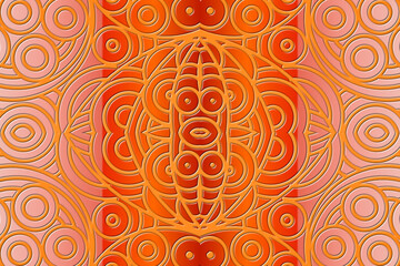 Fototapeta premium Luxurious 3D emboss nature batik ethnic dayak gradient flower and leaf art design for wedding presentation template 