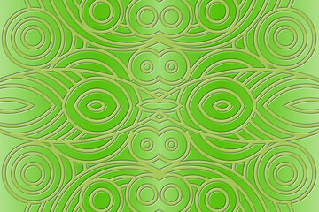 Luxurious 3D emboss nature batik ethnic dayak gradient flower and leaf art design for wedding presentation template 