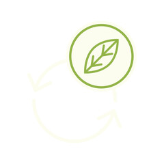 Isolated outline of a natural leaf next to a recyclable symbol Vector illustration