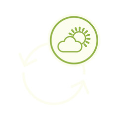 Isolated sun with cloud icon next to a recyclable symbol Vector illustration