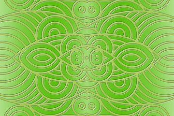 Luxurious 3D emboss nature batik ethnic dayak gradient flower and leaf art design for wedding presentation template 