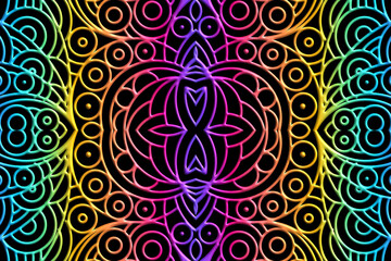 Luxurious 3D emboss nature batik ethnic dayak gradient flower and leaf art design for wedding presentation template 