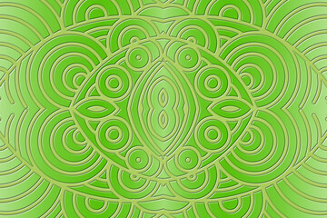 Fototapeta premium Luxurious 3D emboss nature batik ethnic dayak gradient flower and leaf art design for wedding presentation template 