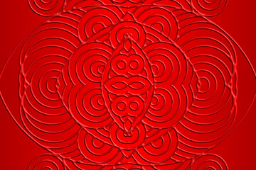 Luxurious 3D emboss nature batik ethnic dayak gradient flower and leaf art design for wedding presentation template 