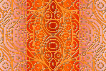 Luxurious 3D emboss nature batik ethnic dayak gradient flower and leaf art design for wedding presentation template 