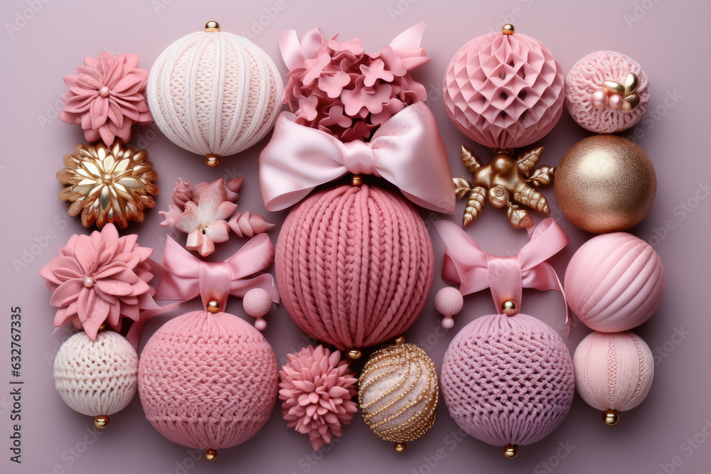 Sticker Pink knitted Christmas decorations