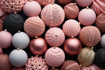 Handmade crocheted pink Christmas decoration. 