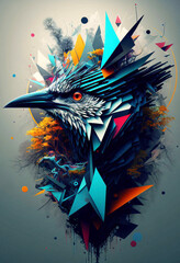 Abstract Nature Design of a Bird with Trees, And Shapes #1