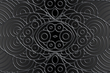 Luxurious 3D emboss nature batik ethnic dayak gradient flower and leaf art design for wedding presentation template 