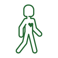 Isolated outline of a person with a heart shape icon Vector illustration