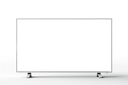 Led tv over white background with screen in transparent with copy space