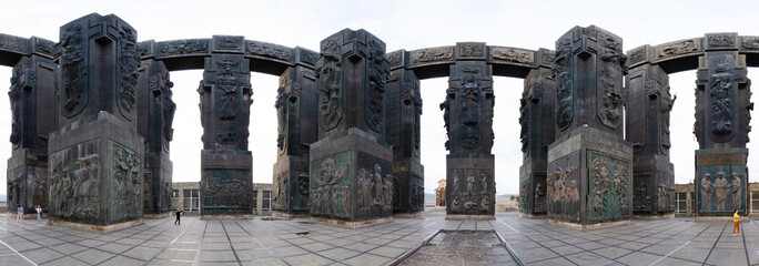 270 degree panorama of Chronicle of Georgia, a monument located in Tbilisi, Georgia
