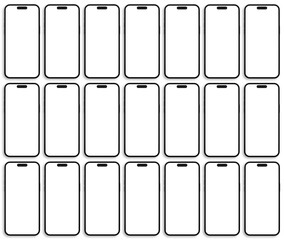 set of Realistic smartphone mockup. Device UI/UX mockup for presentation template. . Cellphone frame with blank display isolated templates