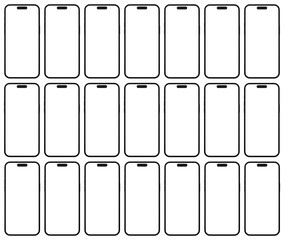 set of Realistic smartphone mockup. Device UI/UX mockup for presentation template. . Cellphone frame with blank display isolated templates