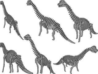 Fototapeta na wymiar Vector sketch illustration of a blocks toy prehistoric dinosaur fossil skeleton