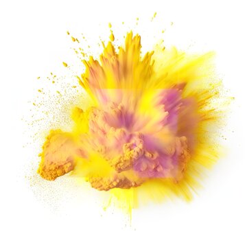 abstract yellow paint explosion isolated on white background pnh