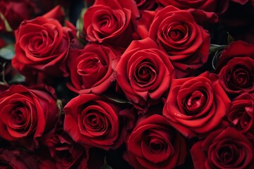 Abundance of fresh and beautiful red roses background texture