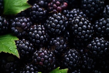 Abundance of fresh and healthy blackberries background texture