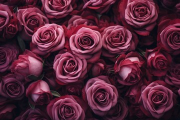 Obraz premium Abundance of beautiful red roses background texture