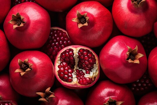 Abundance of fresh and healthy pomegranates fruit background texture - Powered by Adobe