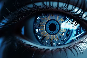 Türaufkleber ai robotic eye iris world coin © Pedro