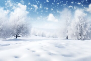 Fototapeta na wymiar winter background of snow and frost with landscape of forest