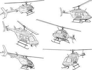 Fototapeta premium Vector sketch illustration of a police helicopter design for air patrol