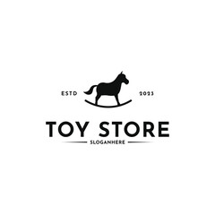 Toy store silhouette logo design idea with horse animal symbol