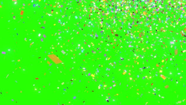 Seamless looping  falling one million confetti animation on the greenback background.	