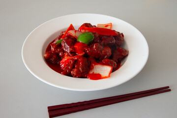Chinese Food in display for the photo shoot in Tokyo, Japan. Nowadays in 2023, people rely on the food delivery service 