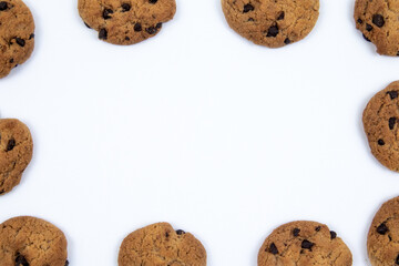 chocolate chip cookies isolated on white background