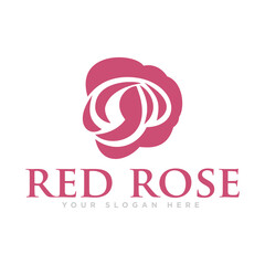 Obraz premium Red Rose Flower Logo Design Illustration